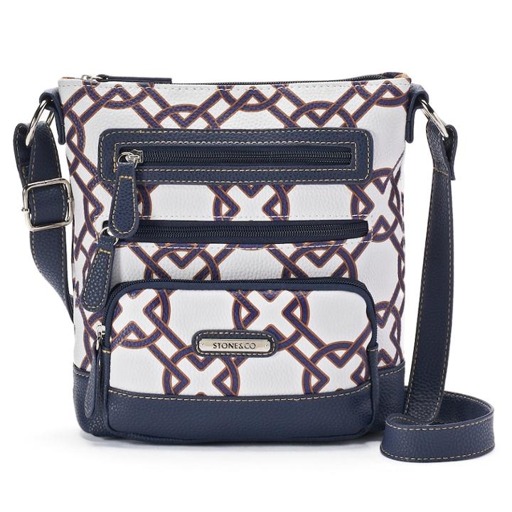 Stone & Co. Knot Print Leather Crossbody Bag, Women's, White