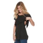 Maternity A:glow Nep Popover Nursing Tee, Women's, Size: S-mat, Black