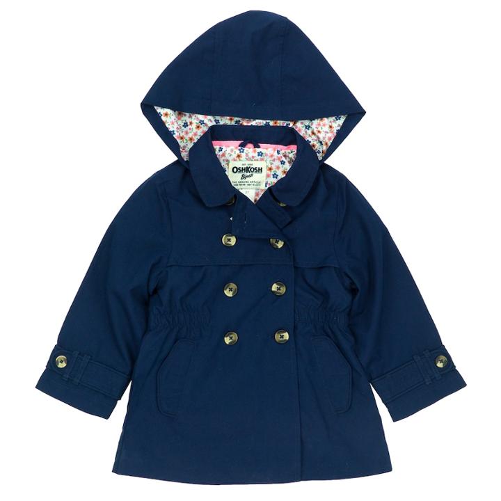 Girls 4-8 Oshkosh B'gosh&reg; Midweight Trench Coat, Size: 7, Blue (navy)