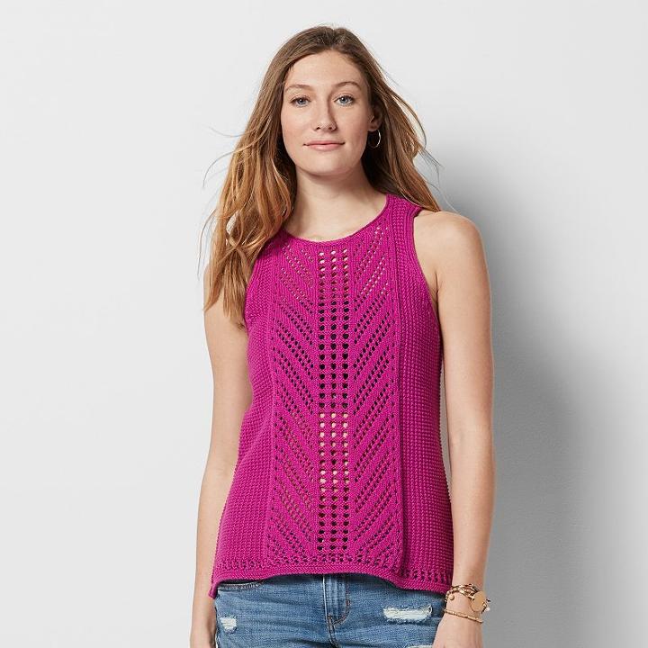 Women's Sonoma Goods For Life&trade; Crochet Tank, Size: Xl, Dark Pink