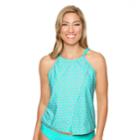 Women's Aqua Couture Waist Minimizer Moroccan Geometric Tankini Top, Size: Medium, Brt Blue