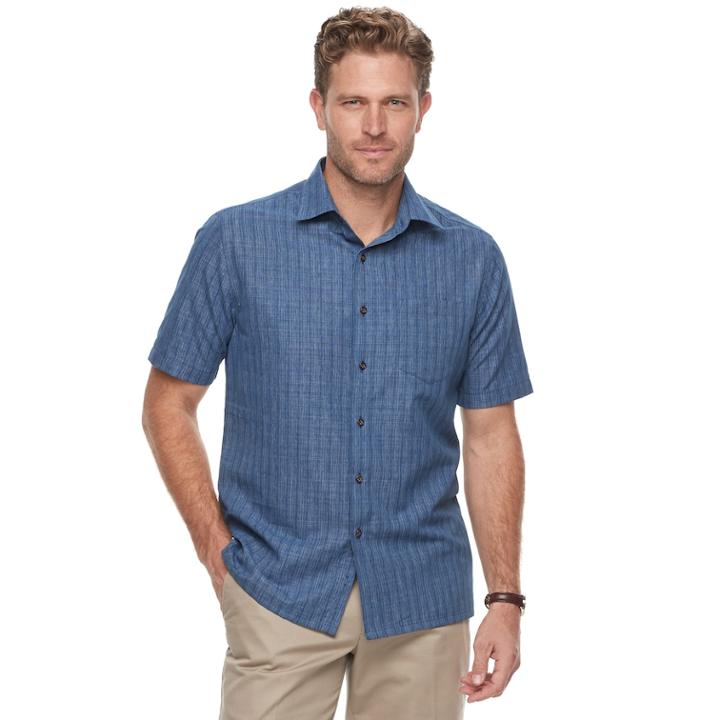 Men's Croft & Barrow Microfiber Button-down Shirt, Size: Xxl, Blue (navy)