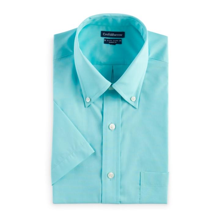 Men's Croft & Barrow&reg; Button-down Collar Dress Shirt, Size: Xxl18.5-19, Turquoise/blue (turq/aqua)