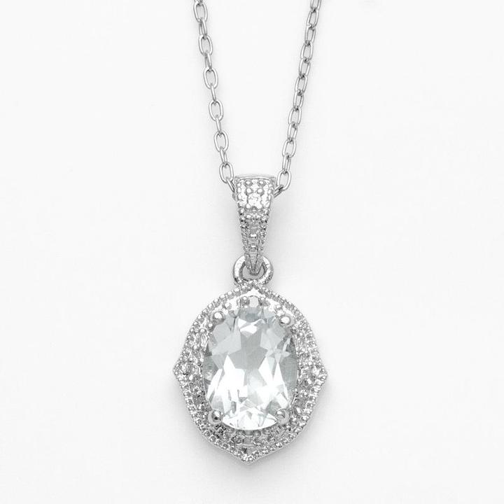 Sterling Silver White Topaz Diamond Accent Pendant, Women's, Size: 18