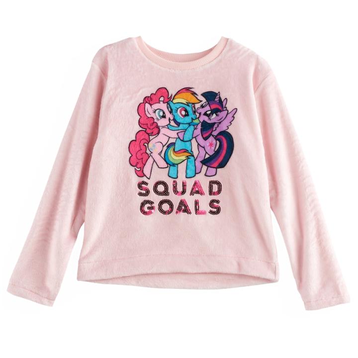 Girls 7-16 My Little Pony Pinkie Pie, Rainbow Dash & Twilight Sparkle Sequin Squad Goals Fleece Pullover, Size: Large, Med Red