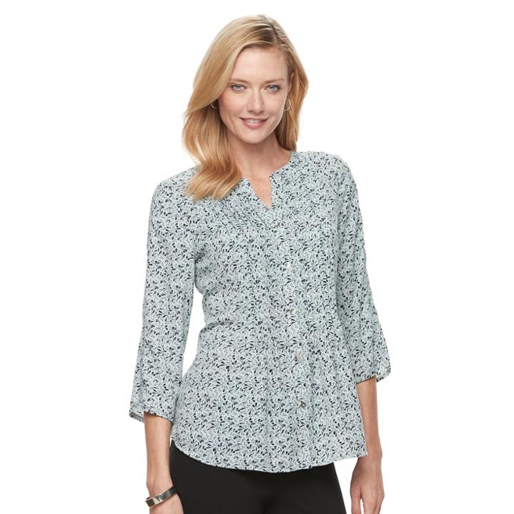 Women's Croft & Barrow&reg; Pintuck Button-down Top, Size: Medium, Brt Blue