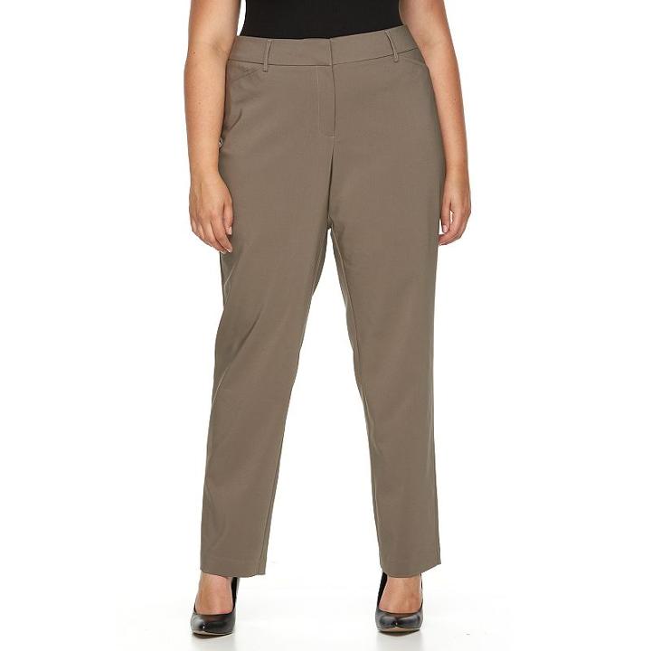Plus Size Apt. 9&reg; Torie Curvy Fit Straight-leg Dress Pants, Women's, Size: 20 W, Dark Brown