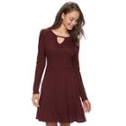 Juniors' Cloud Chaser Ribbed Skater Dress, Teens, Size: Xs, Med Red