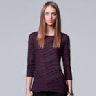 Women's Simply Vera Vera Wang Windy Jacquard Crewneck Tee, Size: Large, Purple