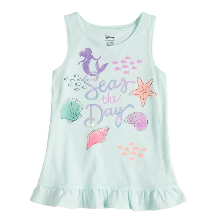 Disney's The Little Mermaid Girls 4-7 Ariel Seas The Day Ruffle Tank By Jumping Beans, Size: 6, Light Blue