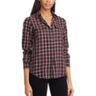 Women's Chaps Plaid Twill Button-down Shirt, Size: Medium, Black