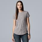 Women's Simply Vera Vera Wang Essential Floral Tee, Size: Xl, Beig/green (beig/khaki)