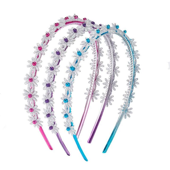 Girls 4-16 3-pk. Glitter Flower Headbands, Girl's, Ovrfl Oth