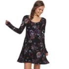 Juniors' Mudd&reg; Floral Dress, Teens, Size: Large, Black