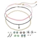 Mudd&reg; Eiffel Tower Choker Necklace & Flower Stud Earring Set, Women's, Multicolor