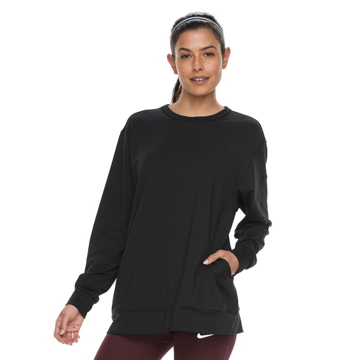 Women's Nike Dry Training Open Back Long Sleeve Top, Size: Small, Grey (charcoal)