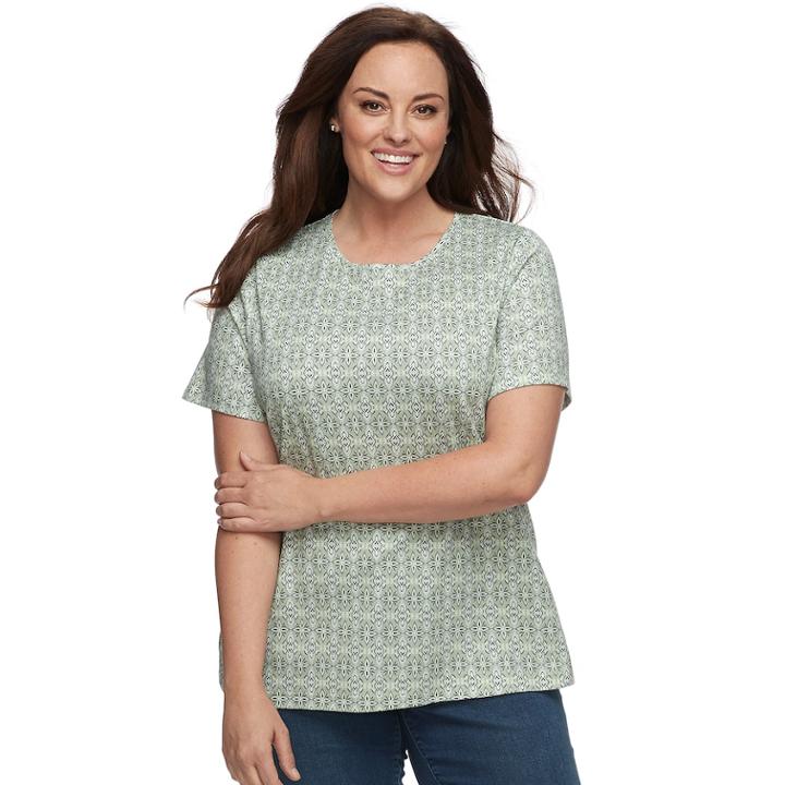 Plus Size Croft & Barrow&reg; Essential Crewneck Tee, Women's, Size: 3xl, Lt Green