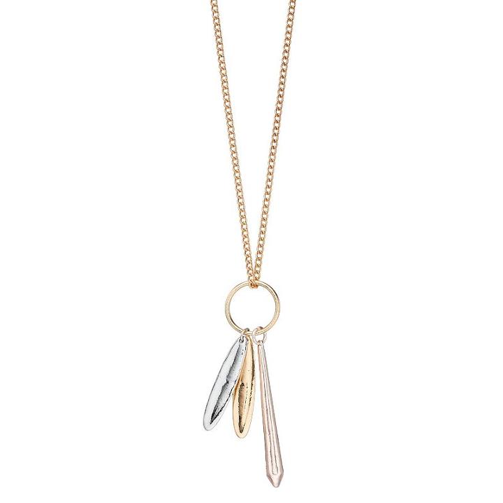 Mudd&reg; Long Tri Tone Stick Necklace, Women's, Multicolor
