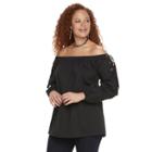 Plus Size Rock & Republic&reg; Off-the-shoulder Lace Up Top, Women's, Size: 2xl, Black