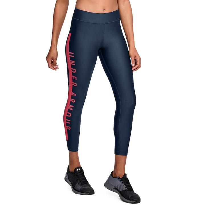 Women's Under Armour Heatgear Branded Ankle Leggings, Size: Xs, Dark Blue