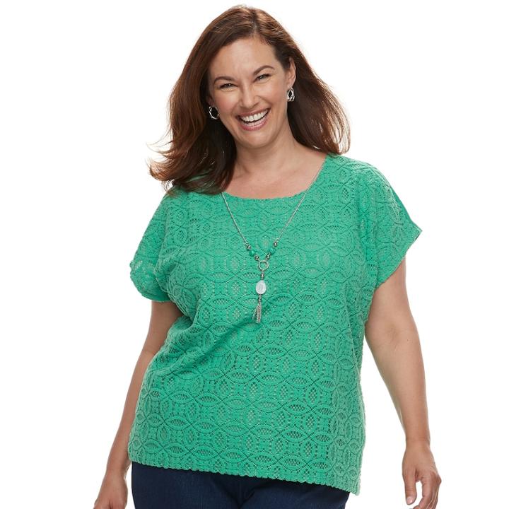 Plus Size Alfred Dunner Studio Lace Top, Women's, Size: 1xl, Green