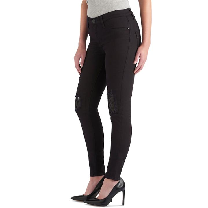 Women's Rock & Republic&reg; Kashmiere Ripped Sequin Jean Leggings, Size: 12 Avg/reg, Black