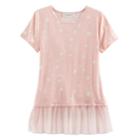 Girls 7-16 Cloud Chaser Tulle Hem Patterned Tee, Size: Small, Pink Other