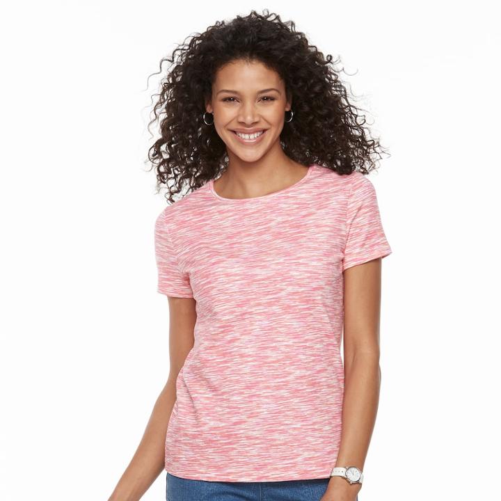 Women's Croft & Barrow&reg; Essential Classic Crewneck Tee, Size: Xxl, Med Pink