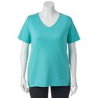 Plus Size Croft & Barrow&reg; Print Asymmetrical-hem Tee, Women's, Size: 2xl, Brt Blue
