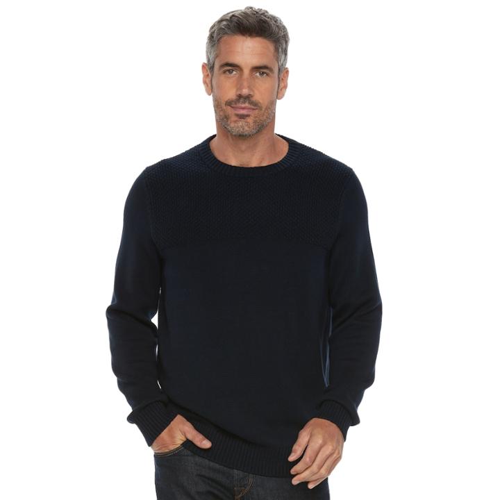 Big & Tall Croft & Barrow&reg; Classic-fit Textured Yoke Crewneck Sweater, Men's, Size: 3xb, Blue (navy)