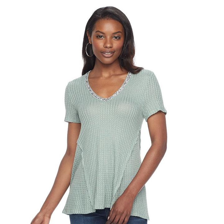 Women's Juicy Couture Glitter Textured Tee, Size: Medium, Med Green