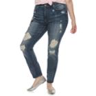 Juniors' Plus Size Mudd&reg; Low-rise Destructed Skinny Jeans, Teens, Size: 18, Blue