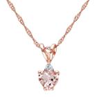 10k Rose Gold Morganite & Diamond Accent Heart Pendant, Women's, Size: 17, Pink