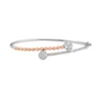 Two Tone Sterling Silver 1/2 Carat T.w. Diamond Bypass Bangle Bracelet, Women's, White