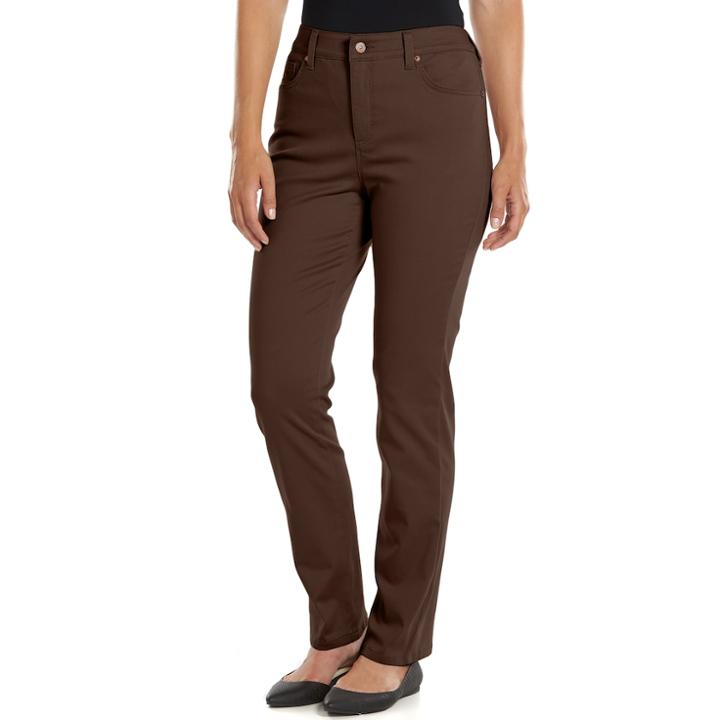 Gloria Vanderbilt Amanda 2.0 Slim Pants - Women's, Size: 12 T/l, Brown
