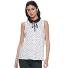Women's Elle&trade; Sleeveless Tie Neck Top, Size: Small, White