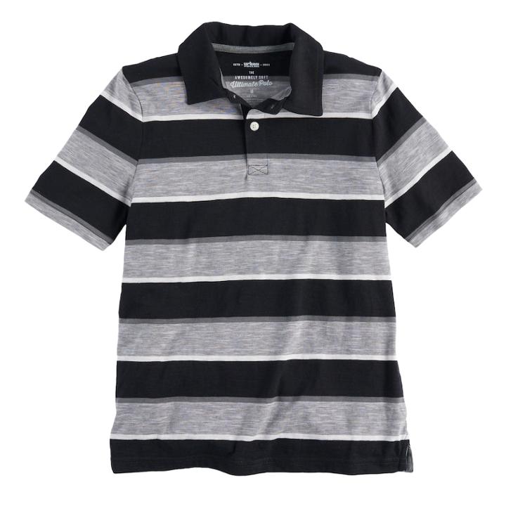 Boys 8-20 Urban Pipeline Striped Polo, Size: Medium, Black