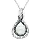 Freshwater Cultured Pearl, And 1/10 Carat T.w. Black And White Diamond Sterling Silver Infinity Pendant Necklace, Women's, Size: 18