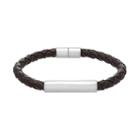 1913 Men's Stainless Steel & Braided Brown Leather Bracelet, Multicolor
