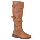 Journee Collection Jagger Womens Strappy Riding Boots, Women's, Size: 6, Med Brown