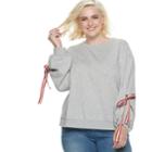 Plus Size Popsugar Tie-sleeve Sweatshirt, Women's, Size: 2xl, Grey
