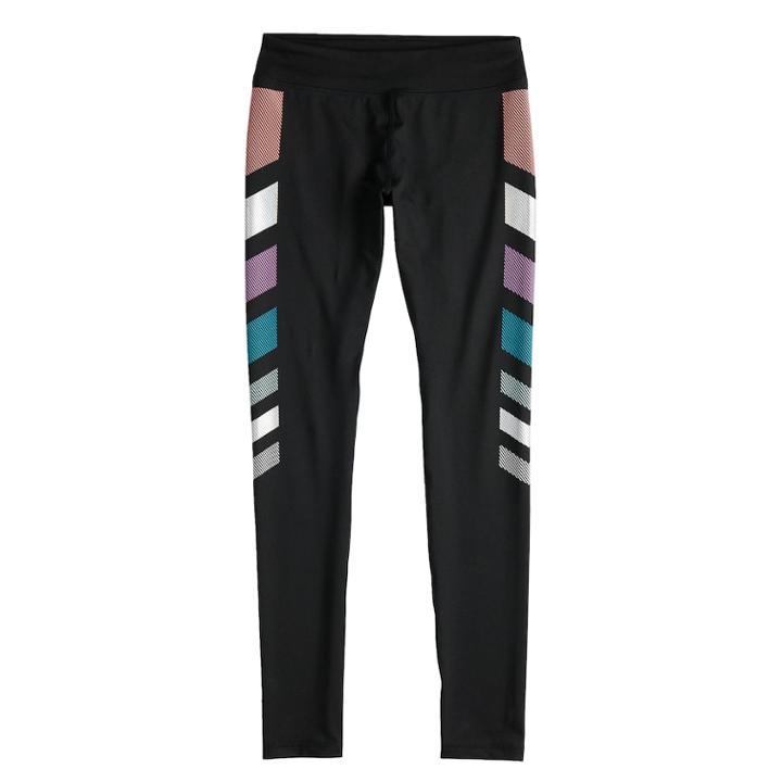 Girls 7-16 So&reg; Metallic Chevron Stripe Full Length Leggings, Size: 7-8, Black