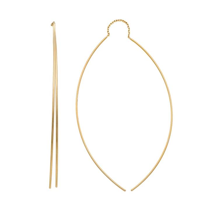 14k Gold Curved Threader Earrings, Women's, Yellow