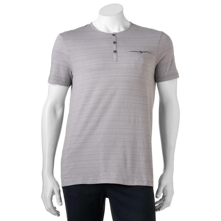 Big & Tall Rock & Republic Classic-fit Textured Henley, Men's, Size: 3xl, Med Grey