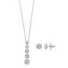 Dana Buchman Graduated Simulated Crystal Y Necklace & Stud Earring Set, Women's, Silver