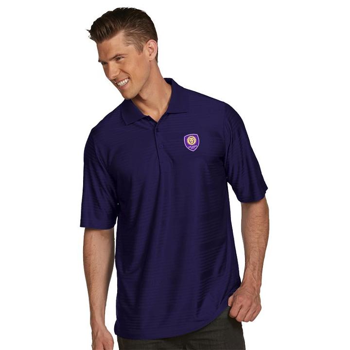 Men's Antigua Orlando City Sc Illusion Desert-dry Xtra-lite Tonal-striped Performance Polo, Size: 3xl, Drk Purple