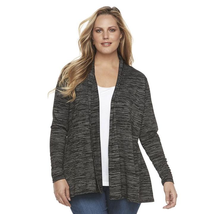 Plus Size Croft & Barrow&reg; Space-dye Open-front Cardigan, Women's, Size: 2xl, Oxford