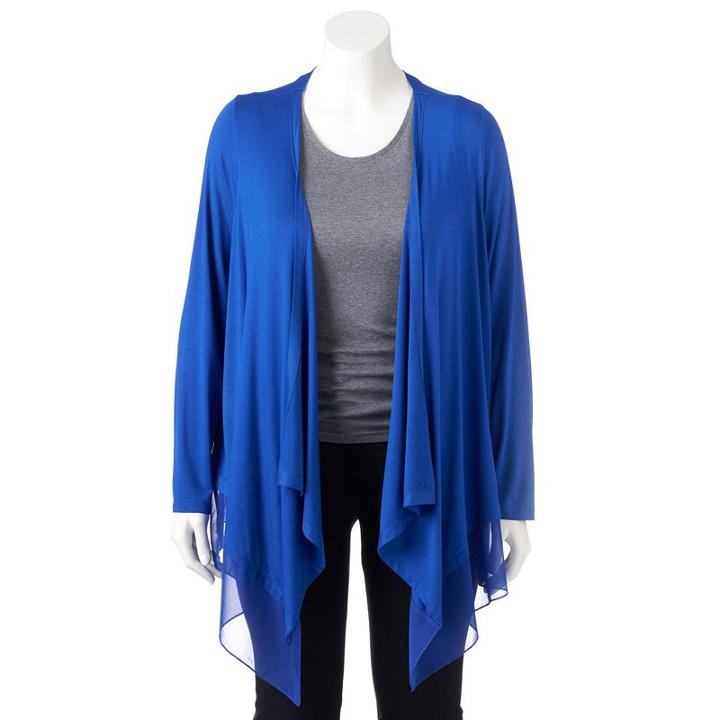 Plus Size Dana Buchman Open-front Cardigan, Women's, Size: 2xl, Turquoise/blue (turq/aqua)