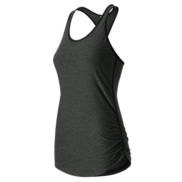 Women's New Balance The Perfect Shirred Racerback Workout Tank, Size: Small, Dark Grey