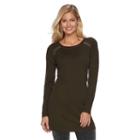 Women's Ab Studio Grommet Tunic Sweater, Size: Xlrg Av/rg, Dark Green